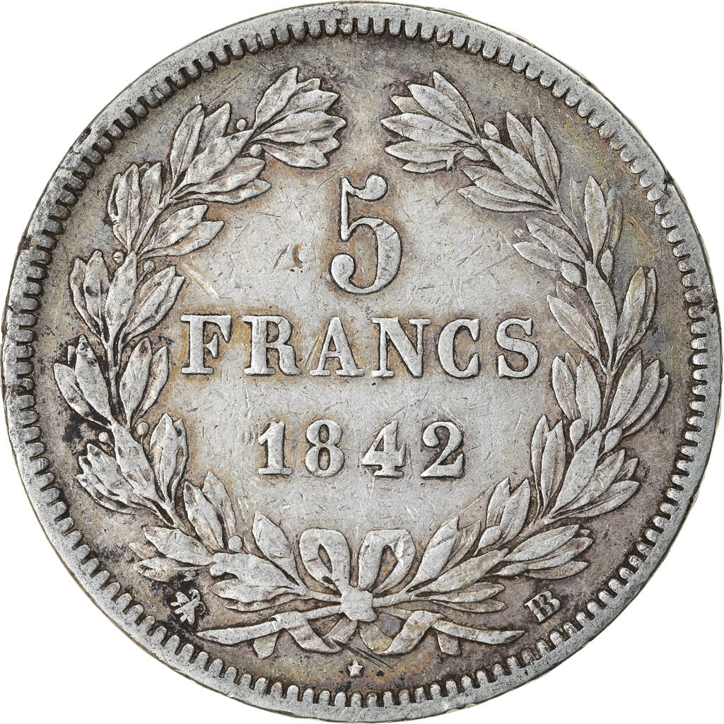 Monnaie, France, Louis-Philippe, 5 Francs, 1842, Strasbourg, TB+, Argent