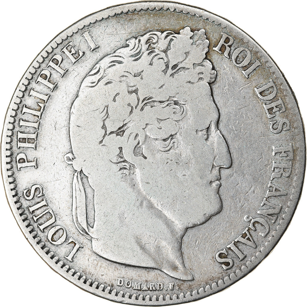 Moneta, Francia, Louis-Philippe, 5 Francs, 1835, Marseille, B+, Argento