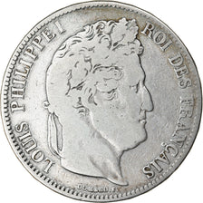 Moneta, Francia, Louis-Philippe, 5 Francs, 1835, Marseille, B+, Argento