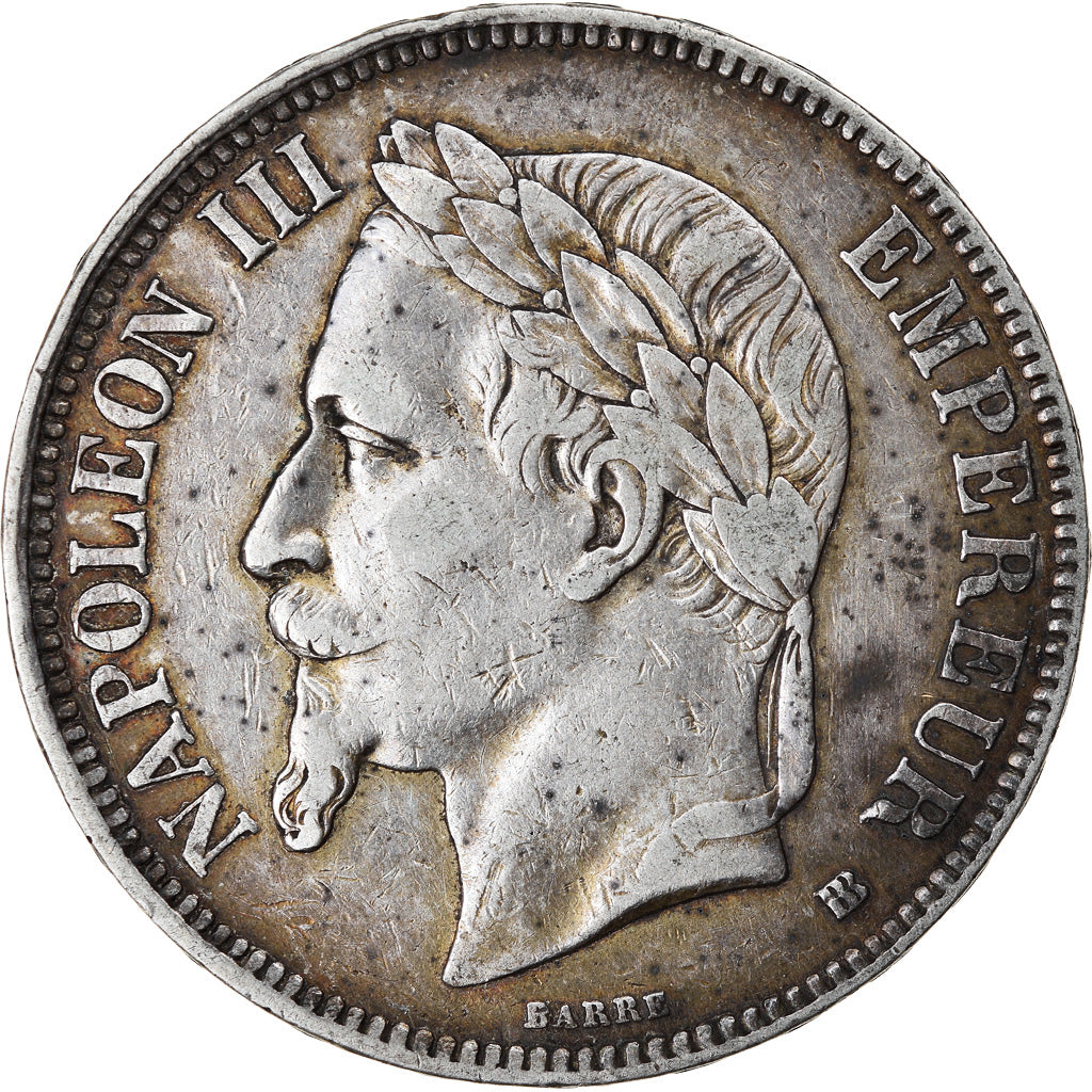 Münze, Frankreich, Napoléon III, 5 Francs, 1867, Strasbourg, SS, Silber