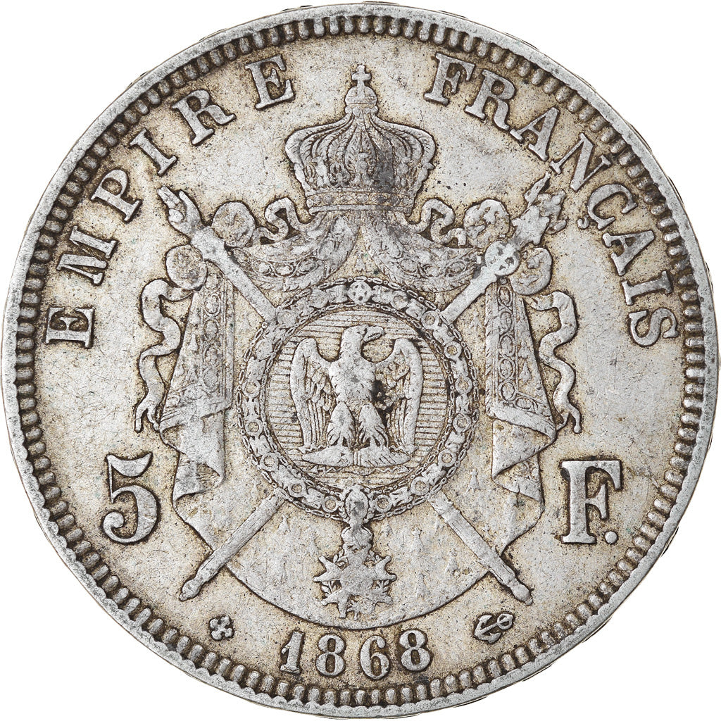 Coin, France, Napoléon III, 5 Francs, 1868, Strasbourg, EF(40-45), Silver