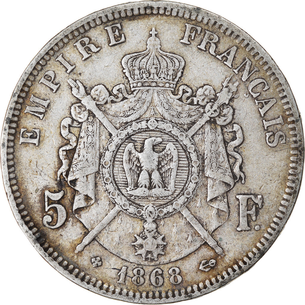 Coin, France, Napoléon III, 5 Francs, 1868, Strasbourg, EF(40-45), Silver