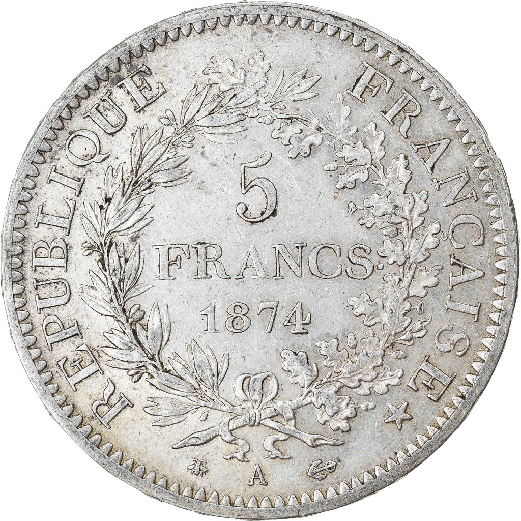 Coin, France, Hercule, 5 Francs, 1874, Paris, AU(50-53), Silver, KM:820.1