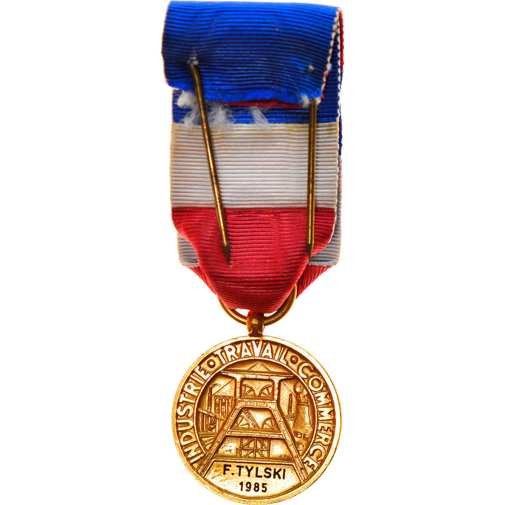 France, Industrie-Travail-Commerce, Medal, 1985, Excellent Quality, Gilt Bronze