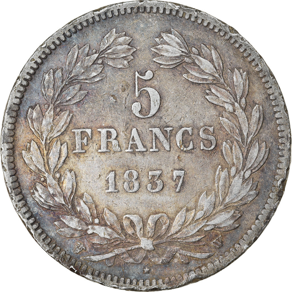 Coin, France, Louis-Philippe, 5 Francs, 1837, Lille, EF(40-45), Silver