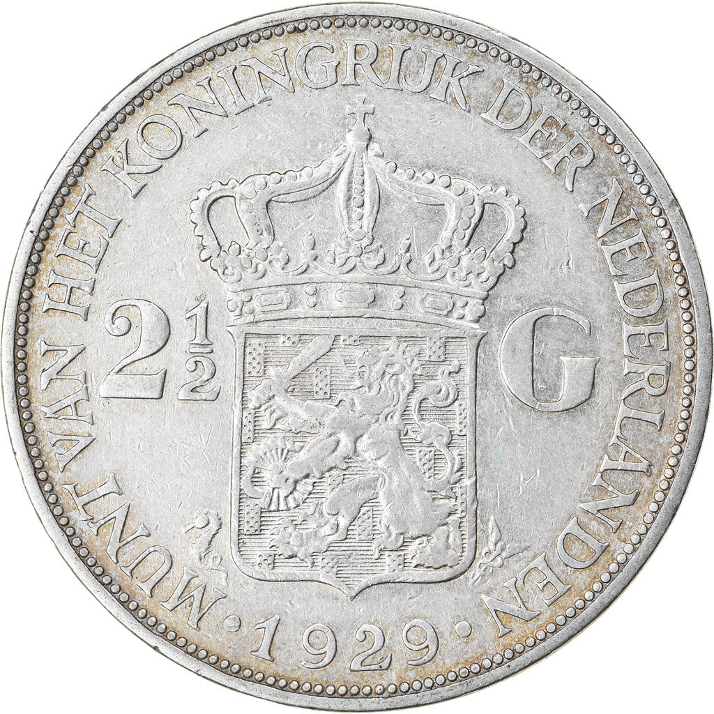 Moneta, Paesi Bassi, Wilhelmina I, 2-1/2 Gulden, 1929, BB, Argento, KM:165
