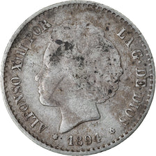 Coin, Spain, Alfonso XIII, 50 Centimos, 1894, Madrid, VF(30-35), Silver, KM:703