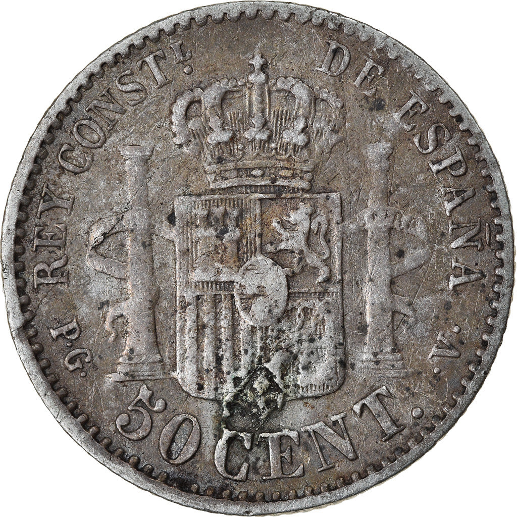 Coin, Spain, Alfonso XIII, 50 Centimos, 1894, Madrid, VF(30-35), Silver, KM:703