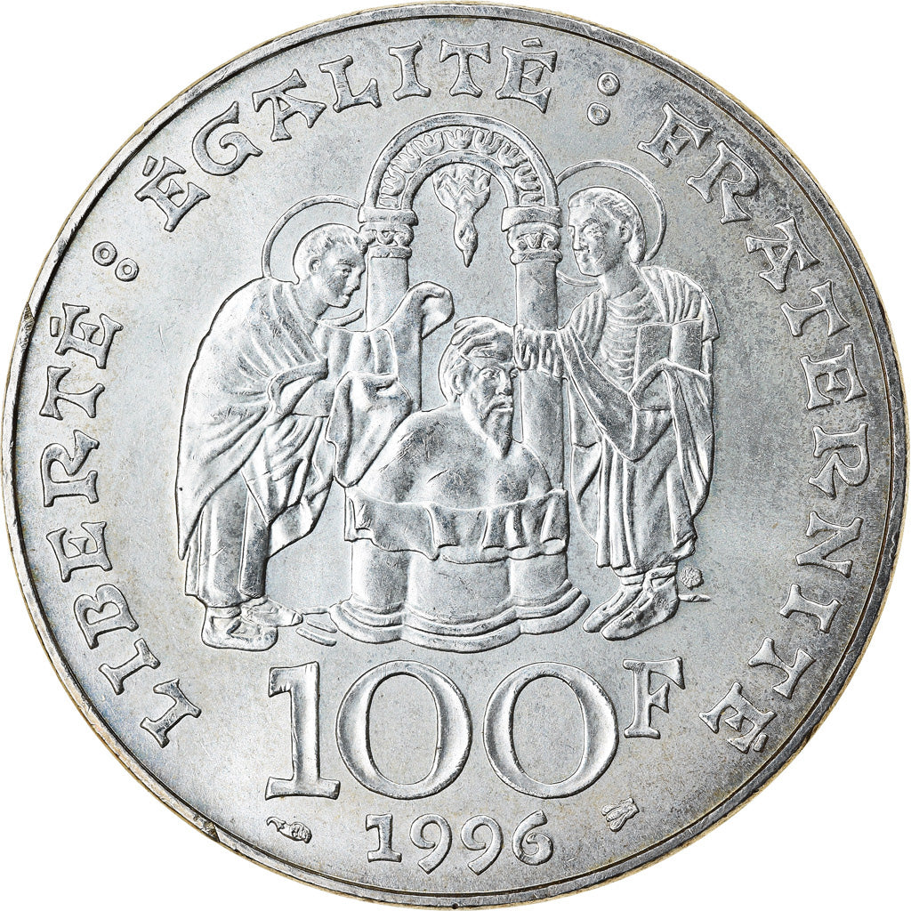 Coin, France, Clovis, 100 Francs, 1996, MS(63), Silver, KM:1180, Gadoury:953