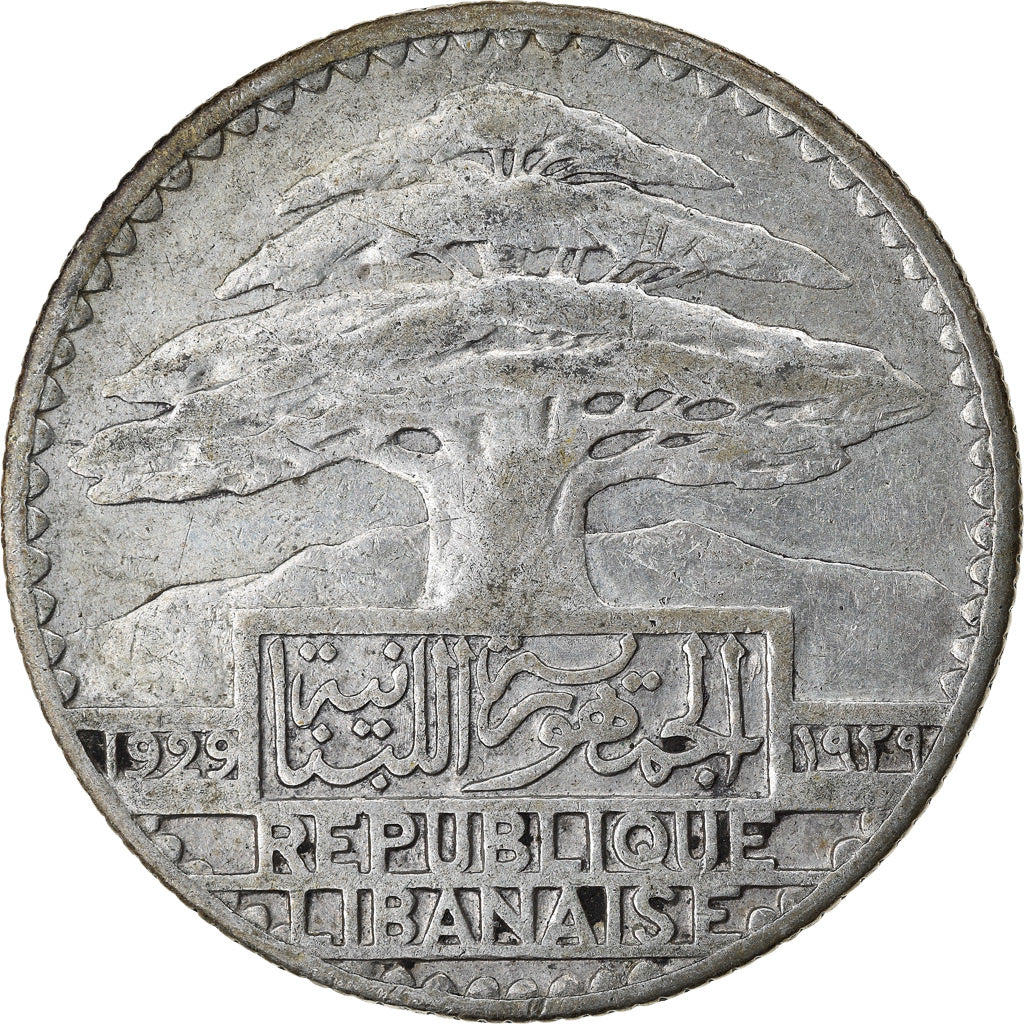 Coin, Lebanon, 50 Piastres, 1929, Paris, VF(30-35), Silver, KM:8