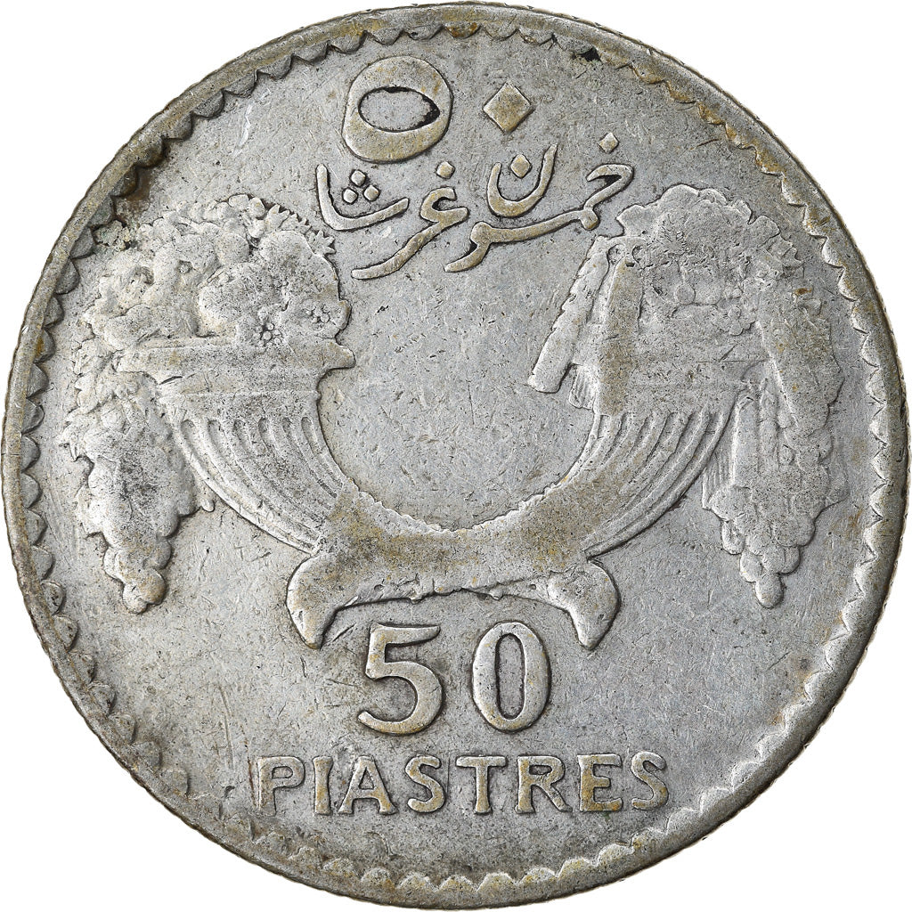 Coin, Lebanon, 50 Piastres, 1929, Paris, VF(30-35), Silver, KM:8