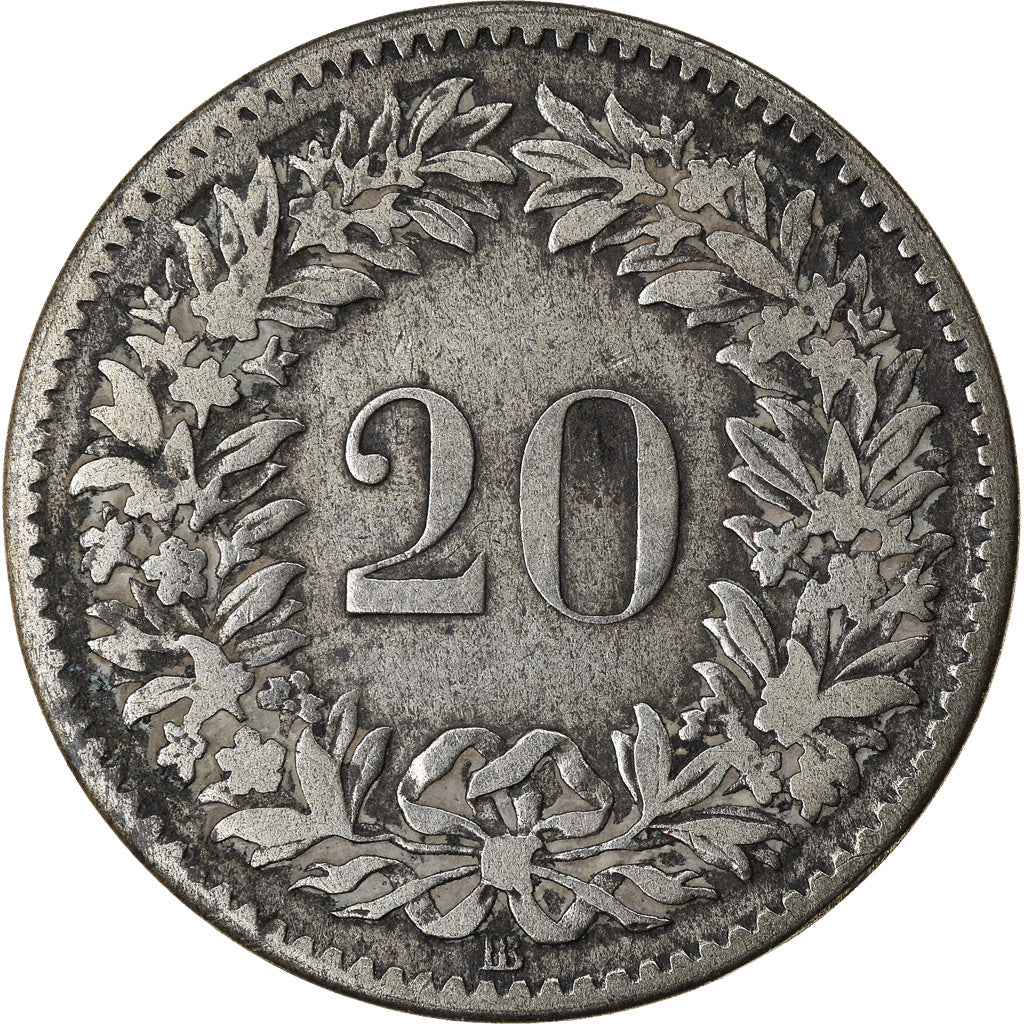 Coin, Switzerland, 20 Rappen, 1850, Bern, VF(30-35), Billon, KM:7