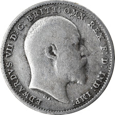 Coin, Great Britain, Edward VII, 3 Pence, 1908, VF(30-35), Silver, KM:797.2