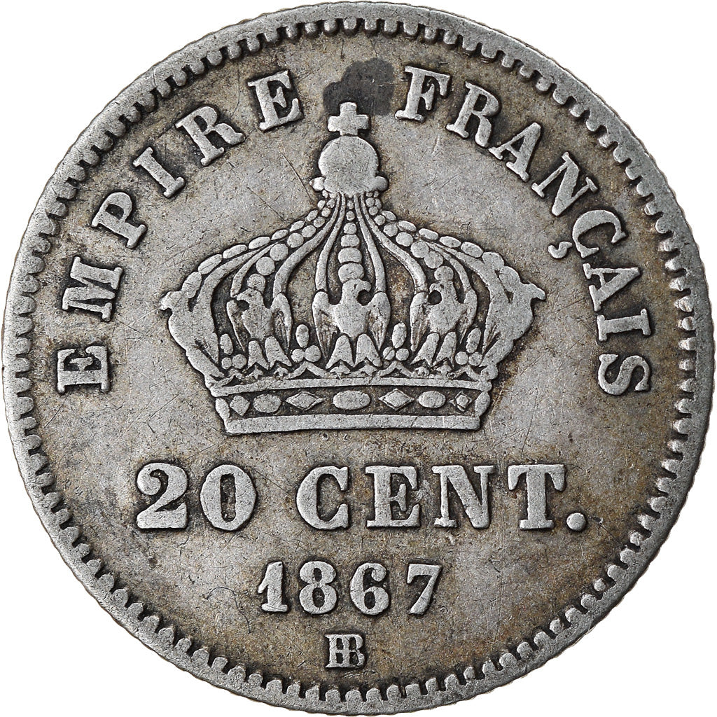 Coin, France, Napoleon III, Napoléon III, 20 Centimes, 1867, Strasbourg