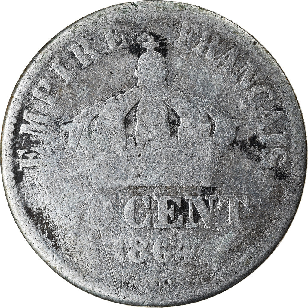 Moeda, França, Napoleon III, Napoléon III, 50 Centimes, 1864, Strasbourg
