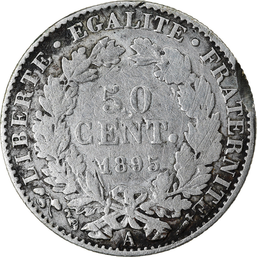 Coin, France, Cérès, 50 Centimes, 1895, Paris, VF(20-25), Silver, KM:834.1