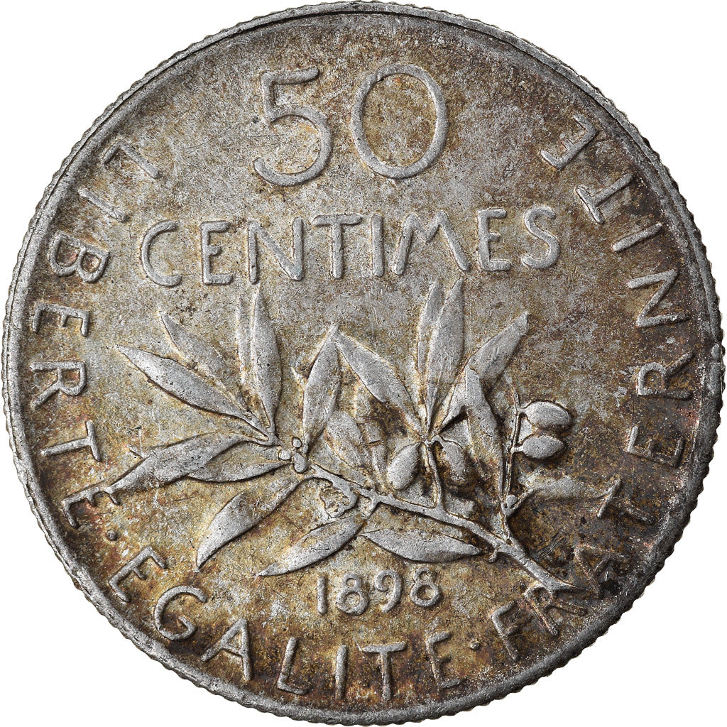 Moneta, Francia, Semeuse, 50 Centimes, 1898, Paris, SPL-, Argento, KM:854
