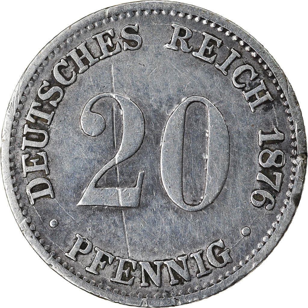 Münze, GERMANY - EMPIRE, Wilhelm I, 20 Pfennig, 1876, S, Silber, KM:5