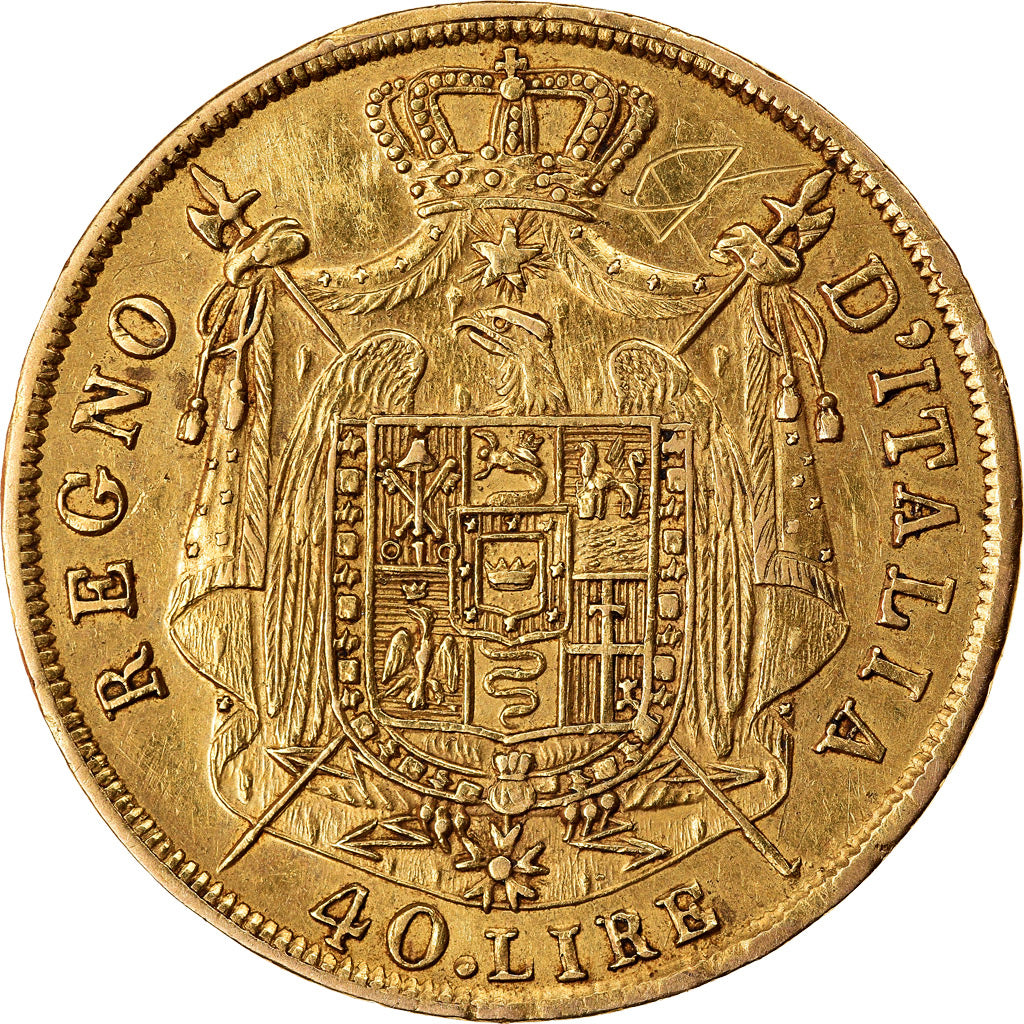 Münze, Italien Staaten, KINGDOM OF NAPOLEON, Napoleon I, 40 Lire, 1810, Milan