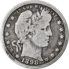 Coin, United States, Barber Quarter, Quarter, 1898, U.S. Mint, New Orleans
