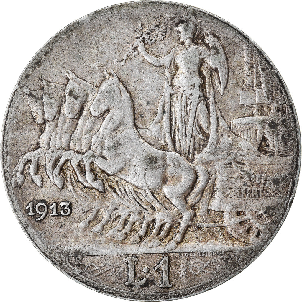Coin, Italy, Vittorio Emanuele III, Lira, 1913, Rome, VF(20-25), Silver, KM:45