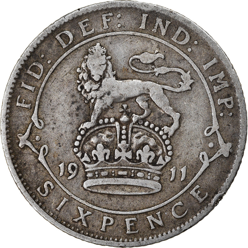 Coin, Great Britain, George V, 6 Pence, 1911, VF(30-35), Silver, KM:815