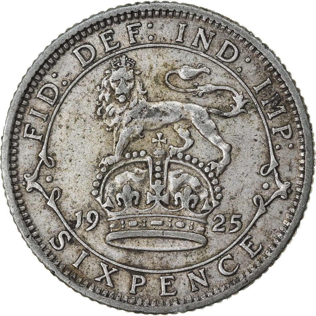 Coin, Great Britain, George V, 6 Pence, 1925, AU(50-53), Silver, KM:815a.2
