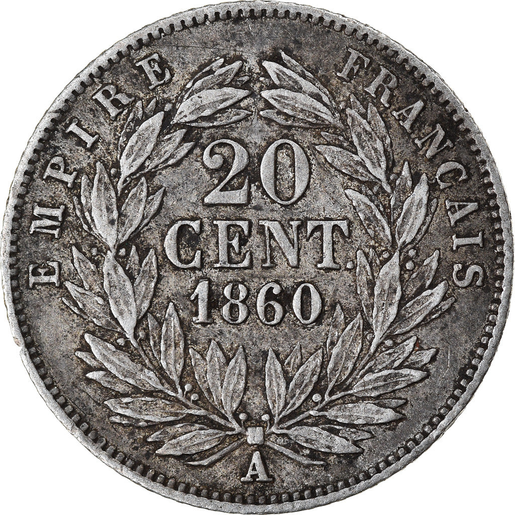 Moneta, Francja, Napoleon III, Napoléon III, 20 Centimes, 1860, Paris