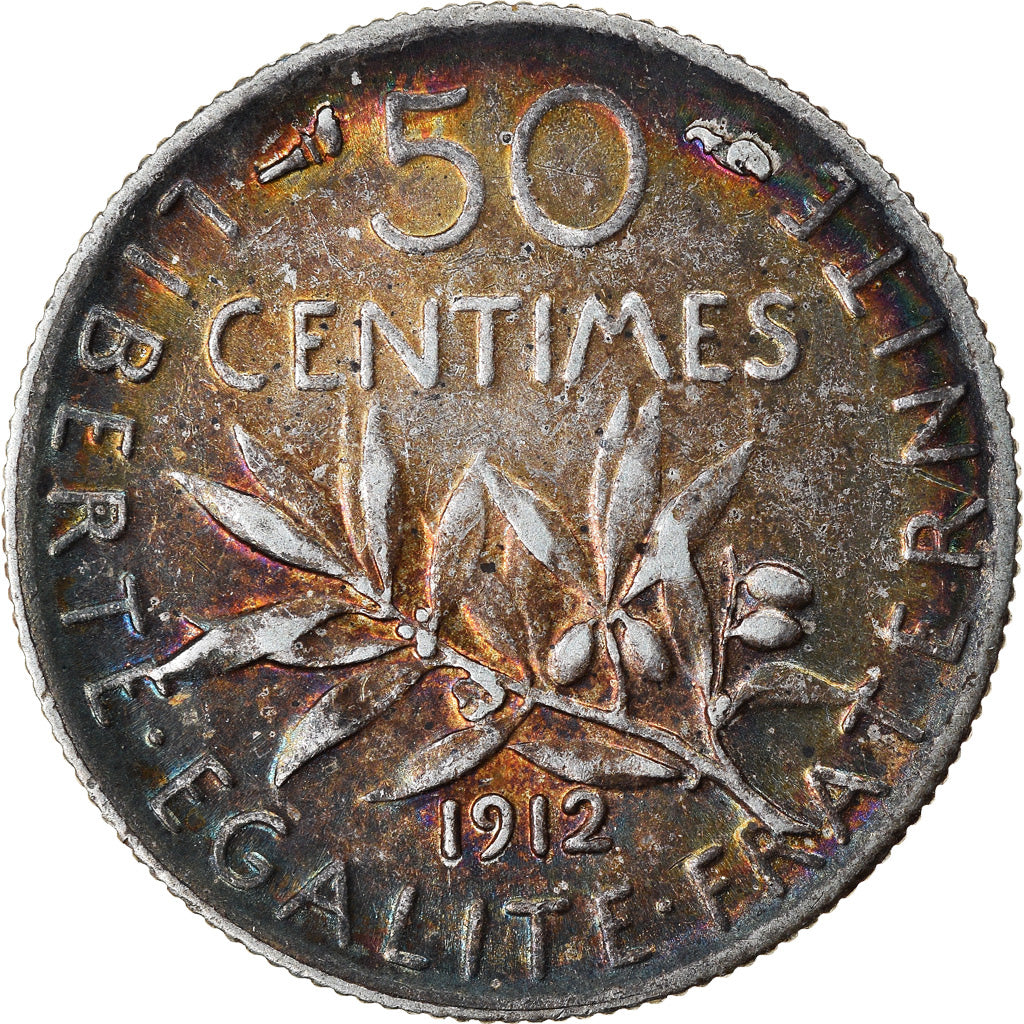 Moneta, Francia, Semeuse, 50 Centimes, 1912, Paris, BB+, Argento, KM:854