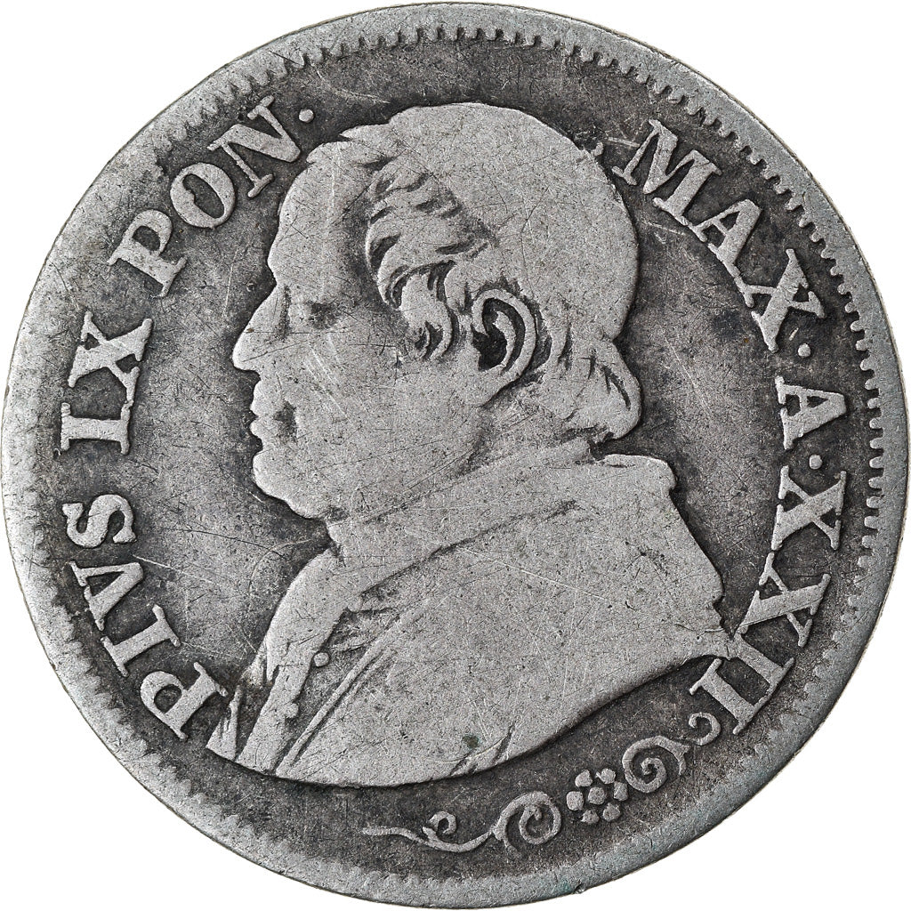 Monnaie, États italiens, PAPAL STATES, Pius IX, 10 Soldi, 50 Centesimi, 1868