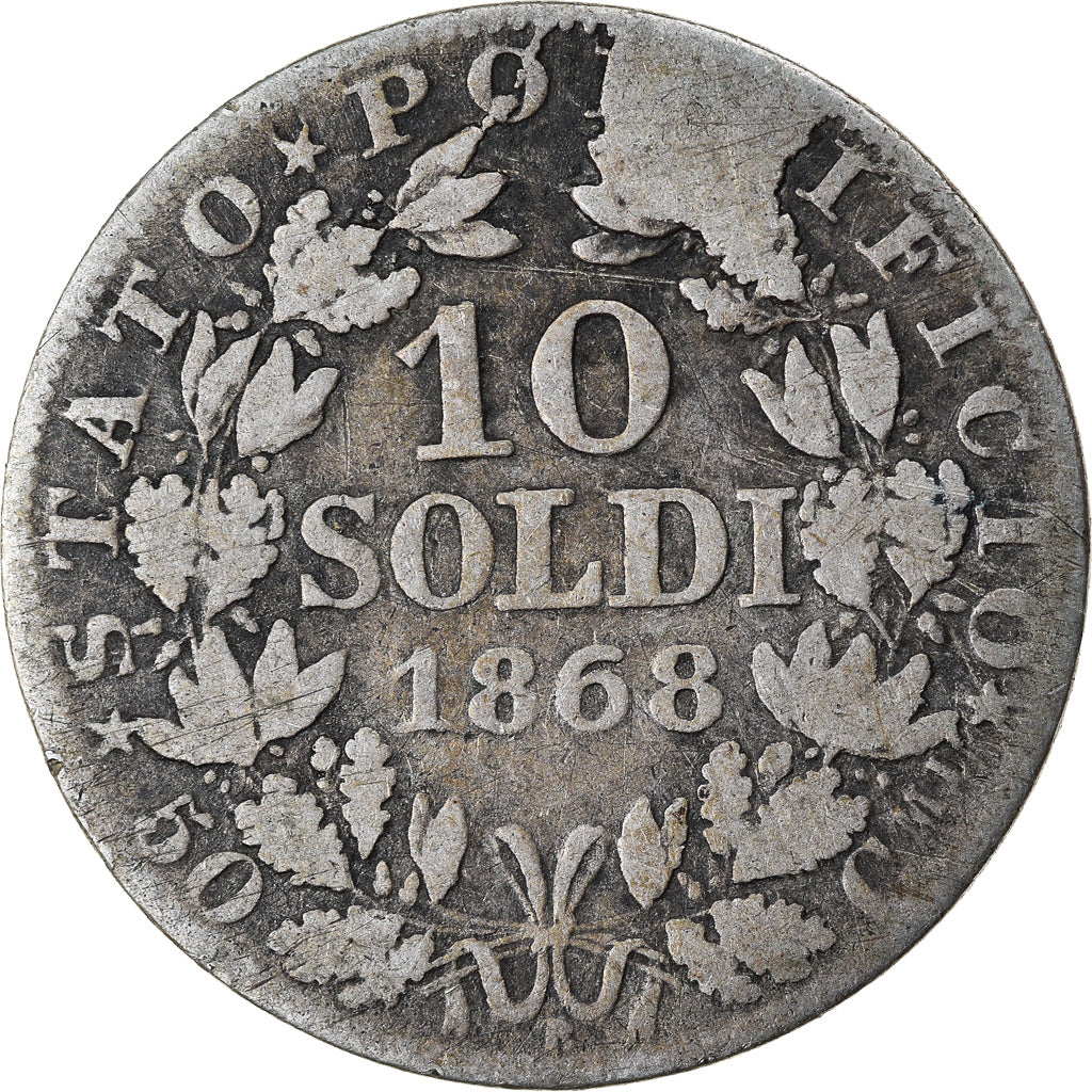 Monnaie, États italiens, PAPAL STATES, Pius IX, 10 Soldi, 50 Centesimi, 1868