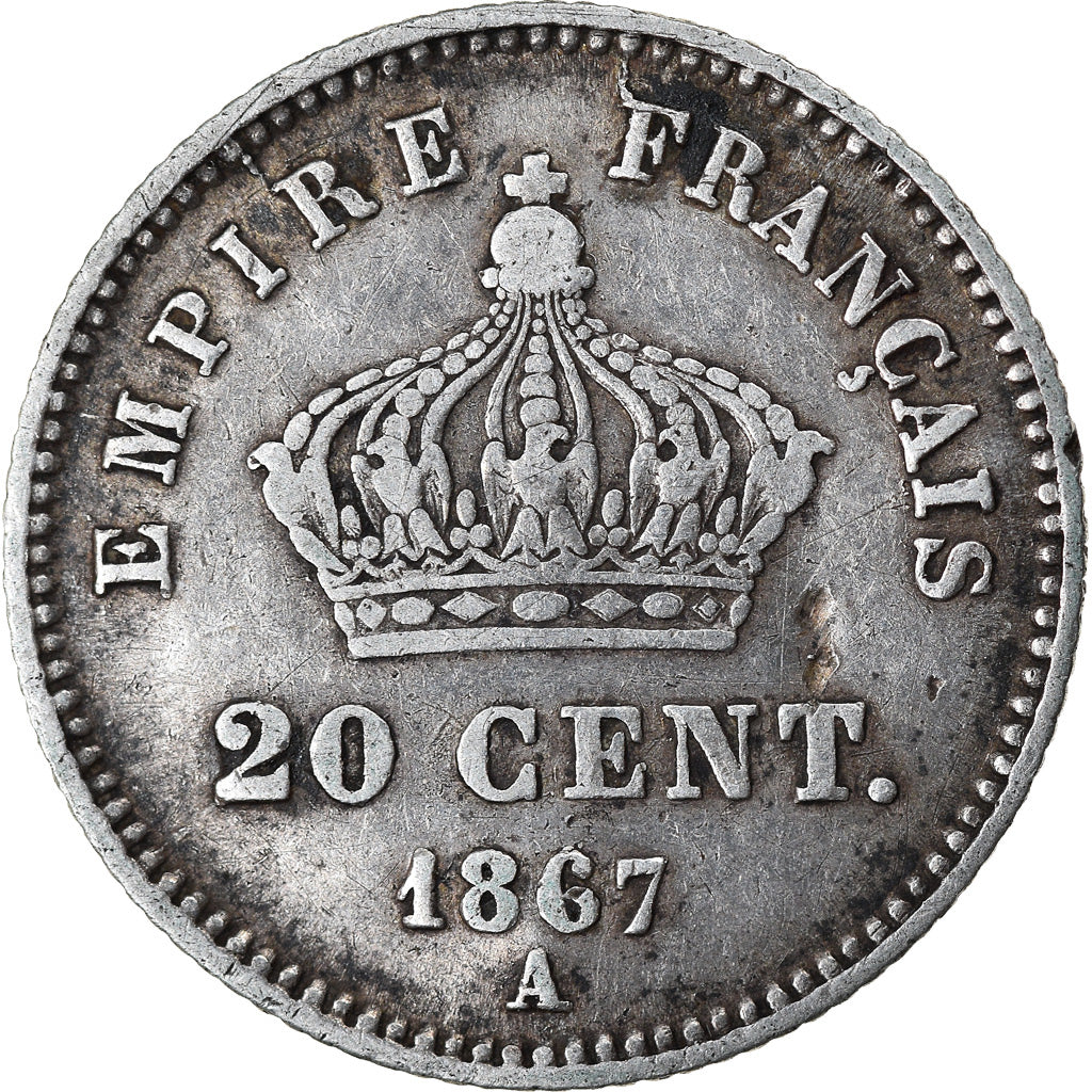 Coin, France, Napoleon III, Napoléon III, 20 Centimes, 1867, Paris, EF(40-45)