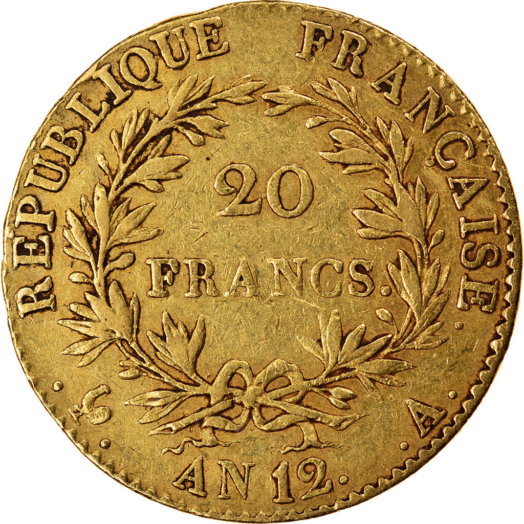 Münze, Frankreich, Napoléon I, 20 Francs, An 12, Paris, SS+, Gold, KM:651