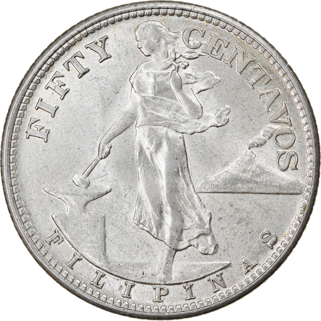 Moneda, Filipinas, 50 Centavos, 1944, EBC+, Plata, KM:183
