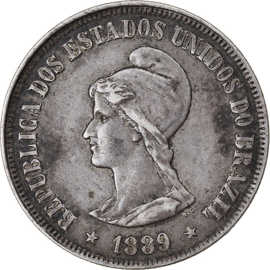 Coin, Brazil, 500 Reis, 1889, EF(40-45), Silver, KM:494