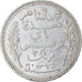 Moneta, Tunisia, Muhammad al-Nasir Bey, 2 Francs, 1916, Paris, BB+, Argento