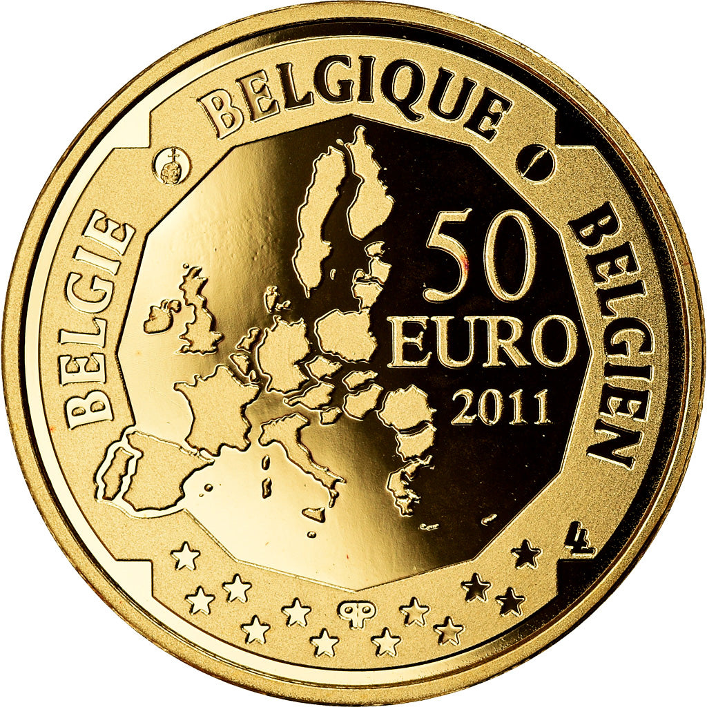 Belgium, 50 Euro, 2011, DISCOVERY OF THE SOUTH POLE, MS(65-70), Gold, KM:310