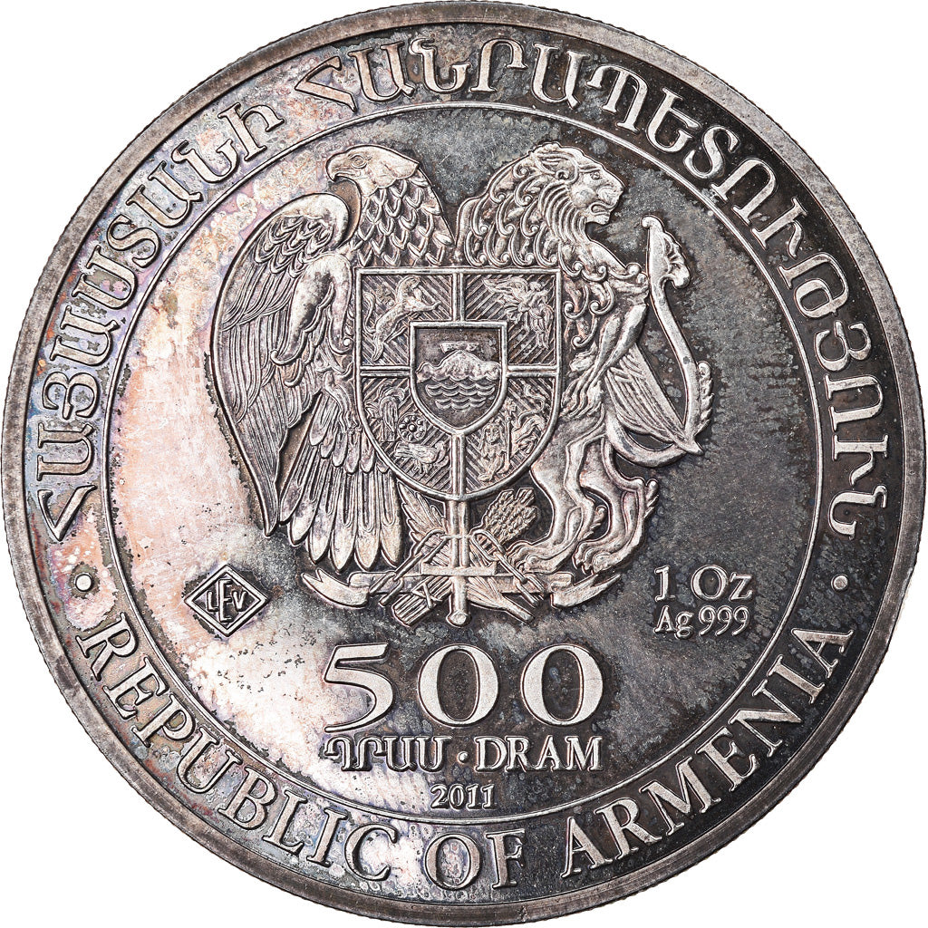Coin, Armenia, 500 Dram, 2011, Leipziger Edelmetall Verarbeitung, 1 Oz, MS(63)