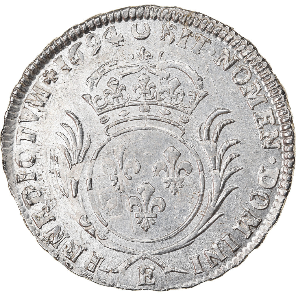 Frankrijk, Louis XIV, 1/2 Ecu aux palmes, 1694, Tours, Zilver, ZF+, Gadoury:185