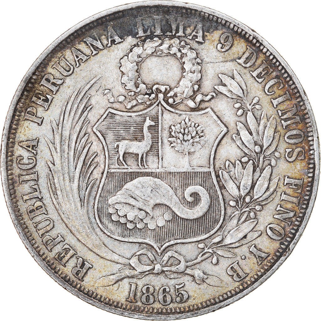 Monnaie, Pérou, SOUTH PERU, Sol, 1865, Lima, TTB, Argent, KM:196.1
