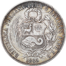 Monnaie, Pérou, SOUTH PERU, Sol, 1865, Lima, TTB, Argent, KM:196.1