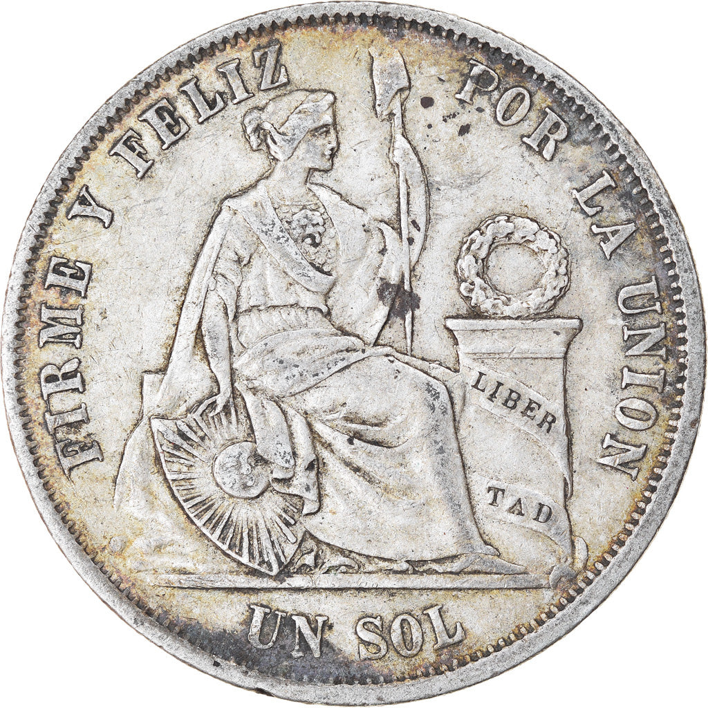 Monnaie, Pérou, SOUTH PERU, Sol, 1865, Lima, TTB, Argent, KM:196.1
