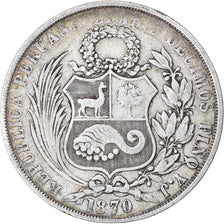 Coin, Peru, SOUTH PERU, Sol, 1870, Lima, VF(30-35), Silver, KM:196.3