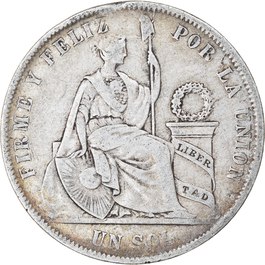 Coin, Peru, SOUTH PERU, Sol, 1870, Lima, VF(30-35), Silver, KM:196.3