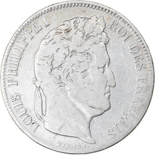 Coin, France, Louis-Philippe, 5 Francs, 1832, Lyon, VF(20-25), Silver, KM:749.4