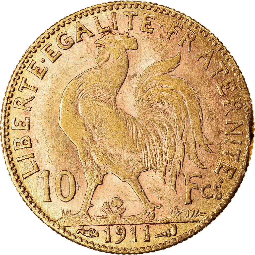 Moneda, Francia, Marianne, 10 Francs, 1911, Paris, MBC, Oro, KM:846