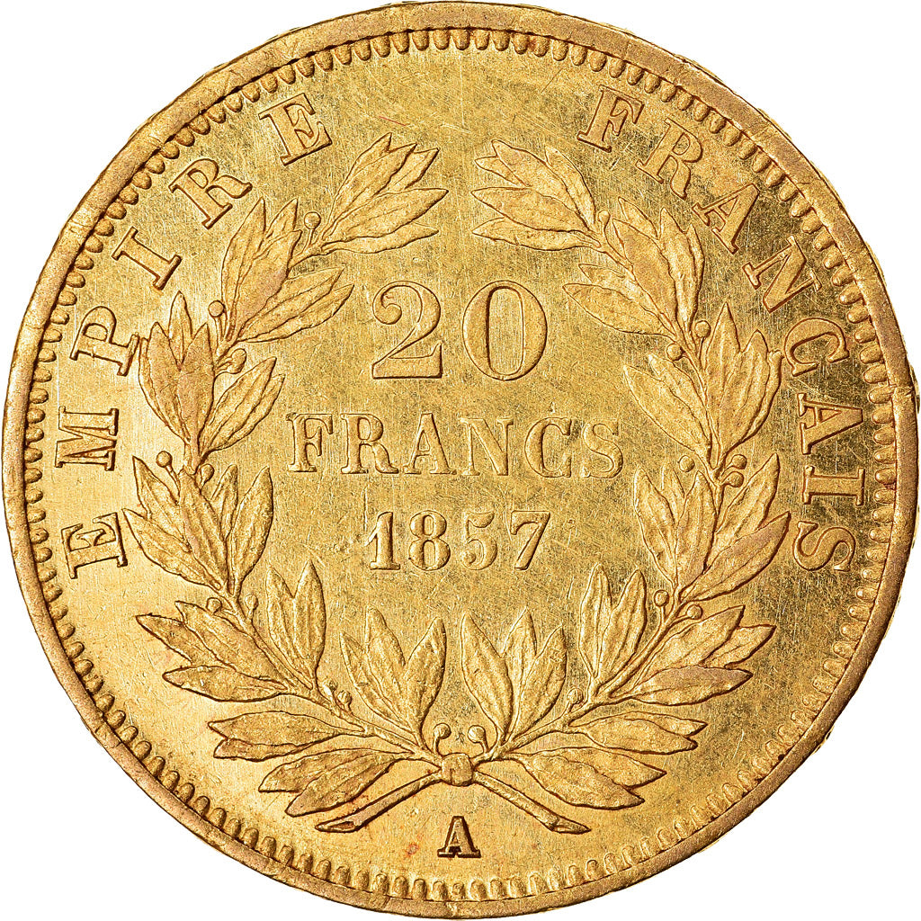 Moneda, Francia, Napoleon III, Napoléon III, 20 Francs, 1857, Paris, EBC, Oro