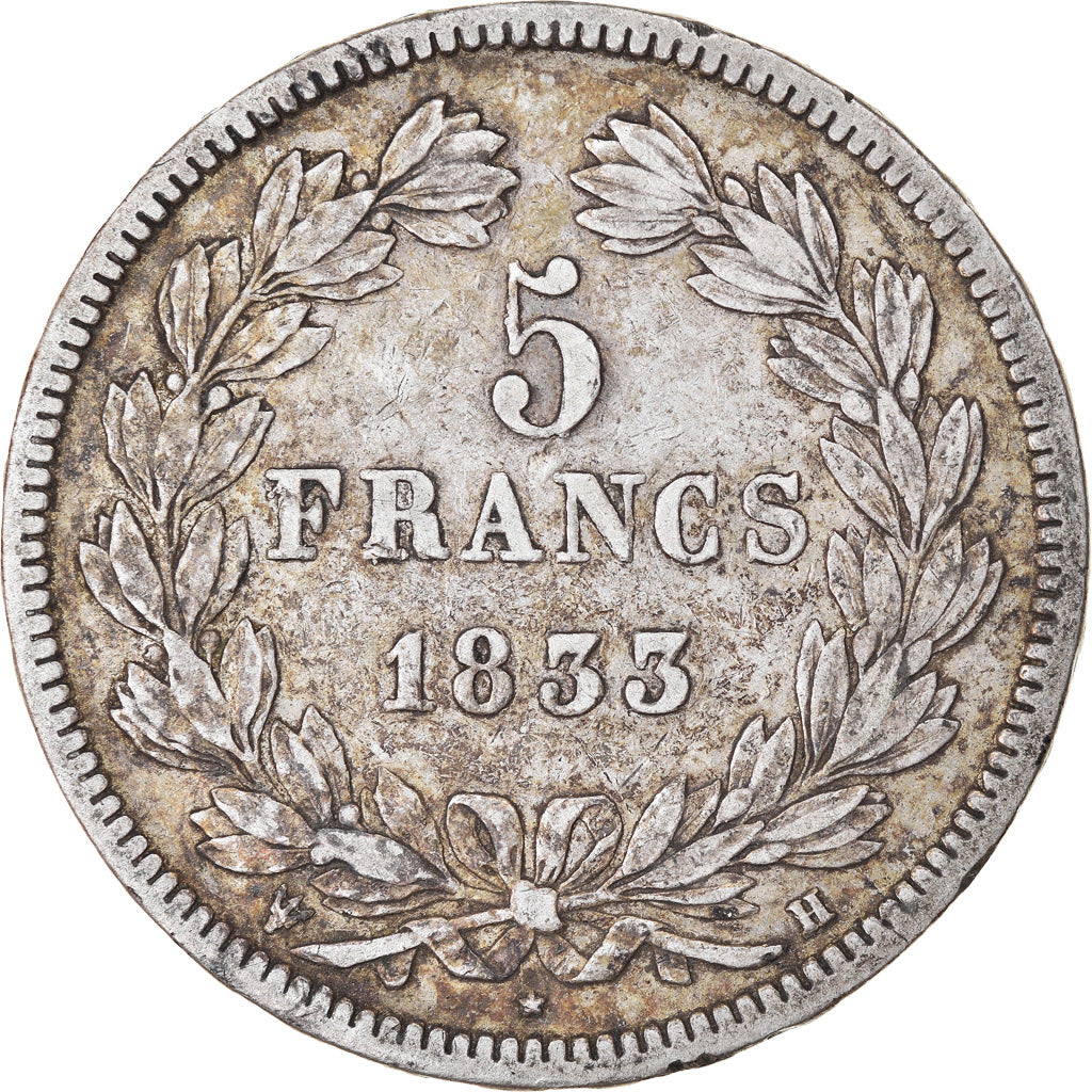 Coin, France, Louis-Philippe, 5 Francs, 1833, La Rochelle, EF(40-45), Silver