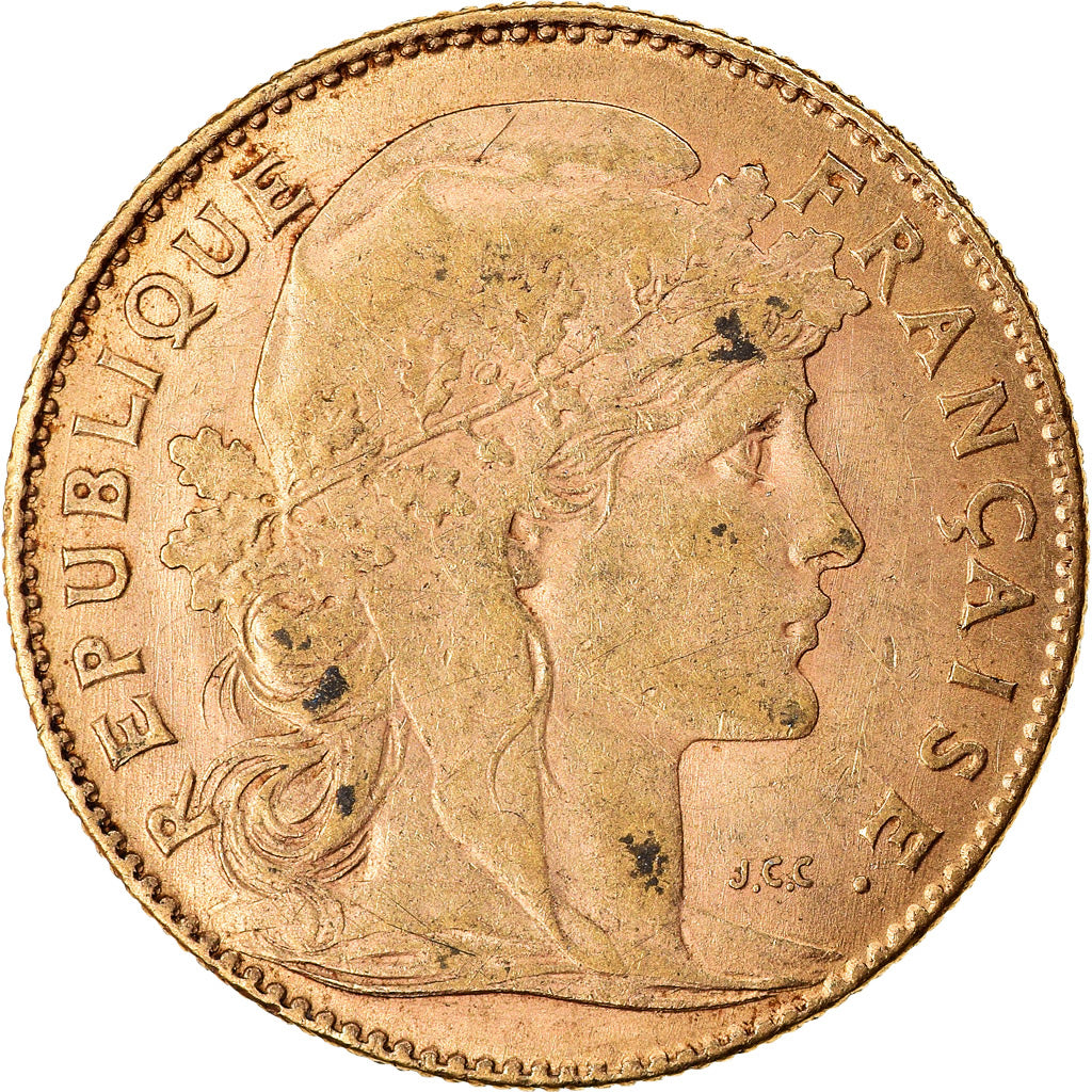 Munten, Frankrijk, Marianne, 10 Francs, 1912, Paris, ZF, Goud, KM:846