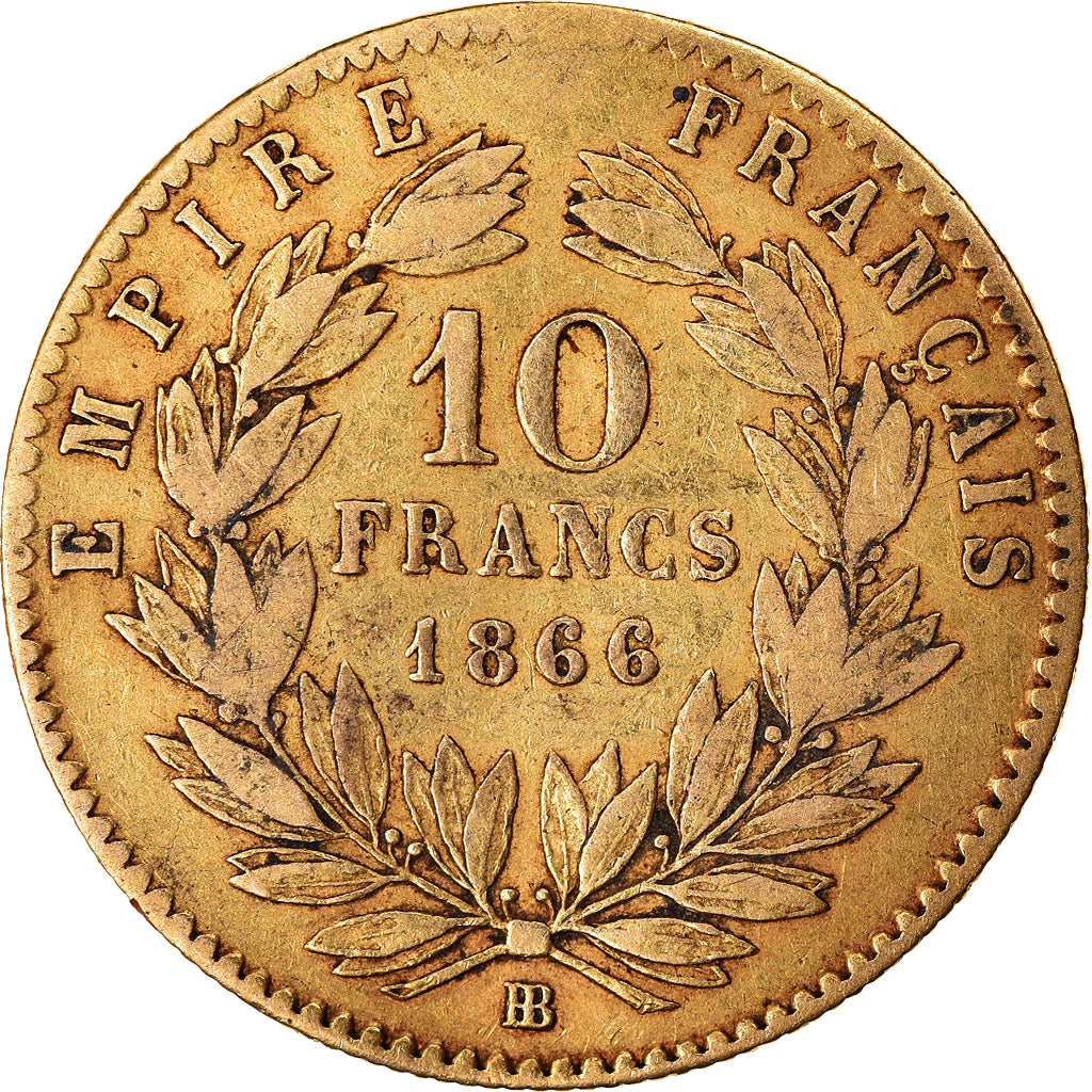 Monnaie, France, Napoleon III, Napoléon III, 10 Francs, 1866, Strasbourg, TB+
